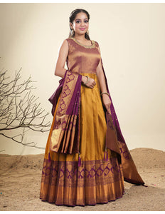 Mustard Banarasi Long Dress