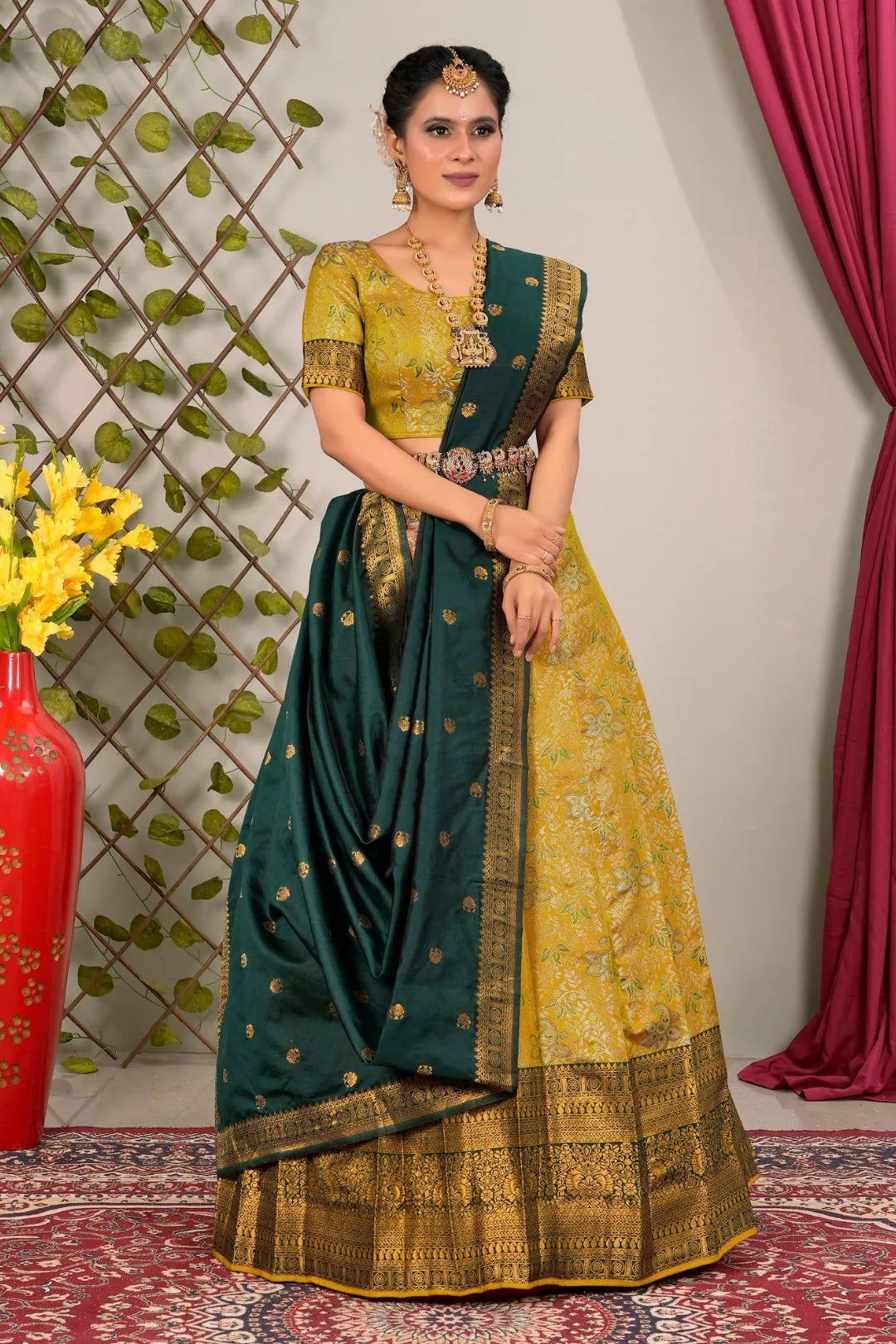 Musterd Banarasi Silk Lehenga Choli With Zari Woven