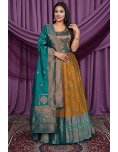 Musterd Designer Banarasi Gown With Dupatta