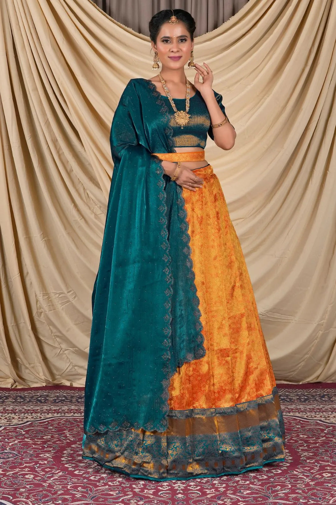 Musterd Zari Tissue Silk Lehenga Choli For Women