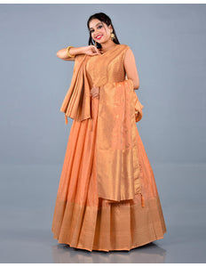 Orange Banarasi Readymade Gown