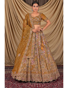 Musterd Party Wear Embroidered Twill Net Lehenga Choli For Women