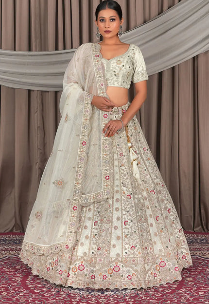 Woman wearing a traditional outfit with a floral pattern