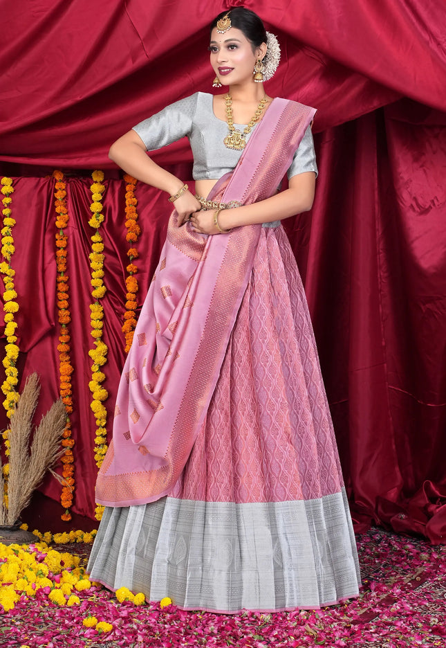 Woman in a Pink Lehenga Choli