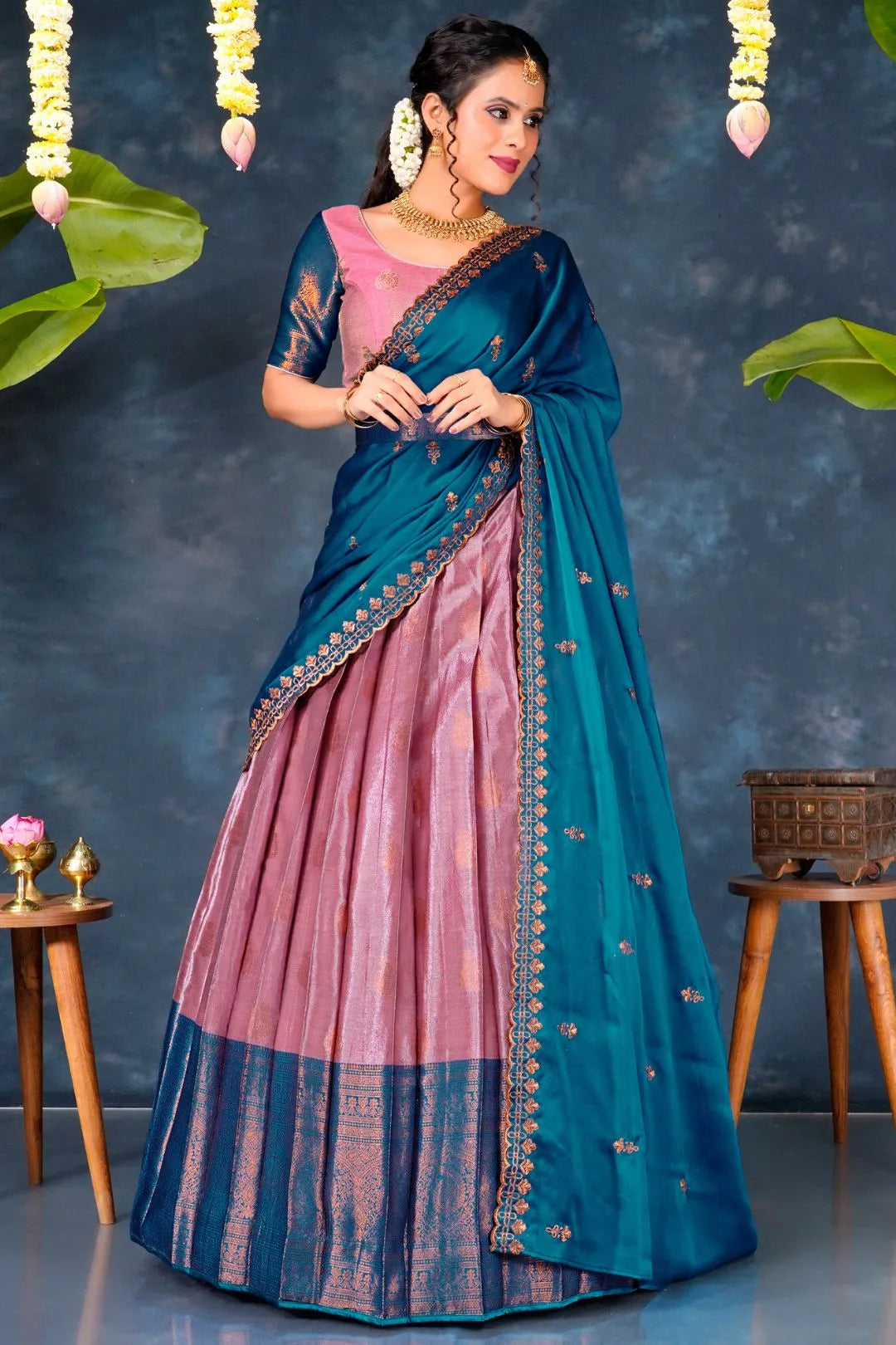Pink Banarasi Silk Lehenga Choli With Zari woven