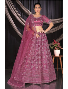 Pink Exclusive Net Lehenga Choli With Embroidered Work