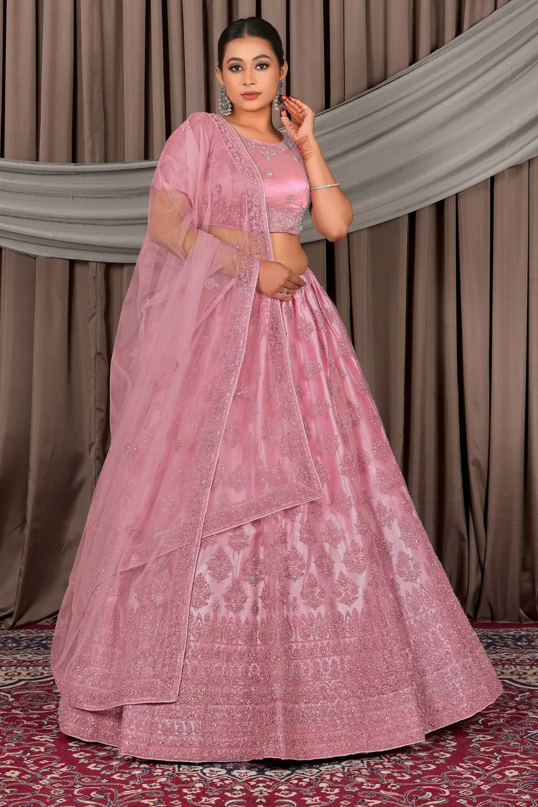 Pink Latest Net Lehenga Choli For Women