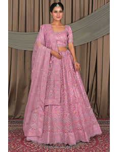 Pink Latest Party Wear Net Lehenga Choli