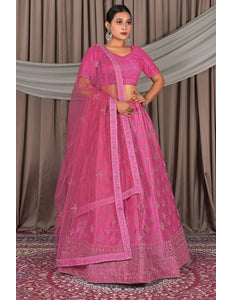 Pink Net Lehenga Designs For Wedding For Women