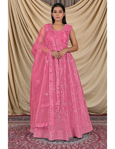 Pink Net Readymade Lehenga Choli For Girls