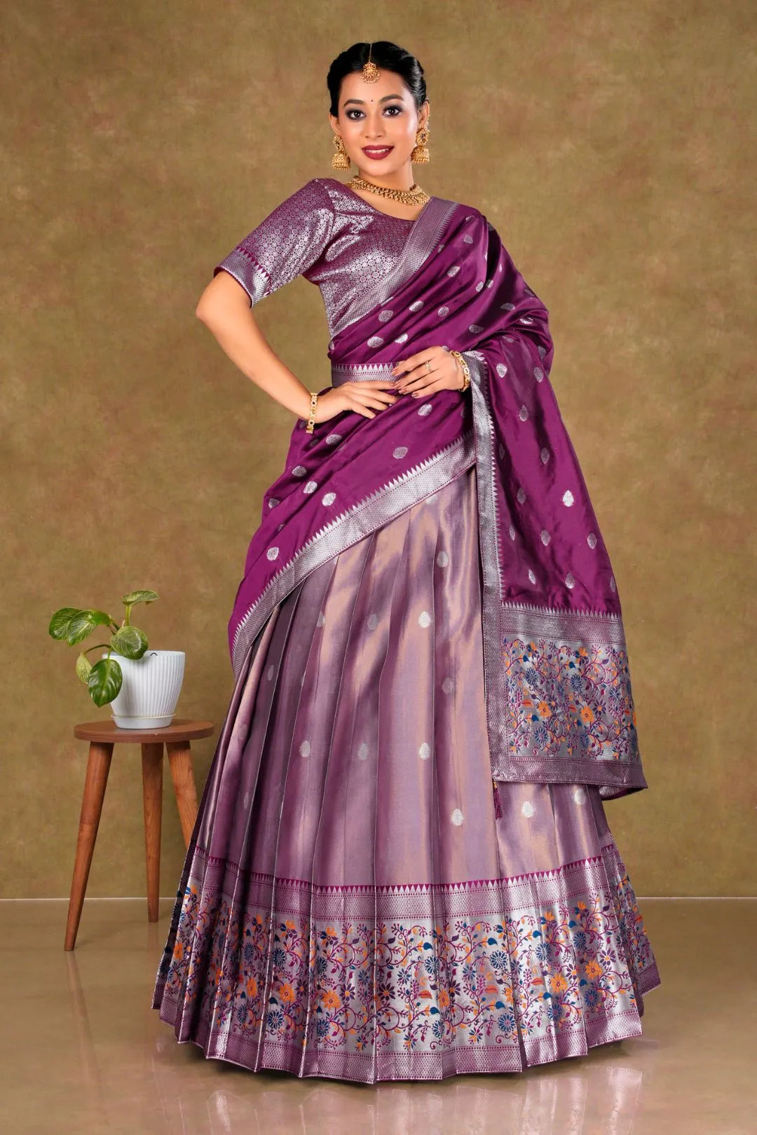 Pink Simar Chiffon Lehenga Choli with Banarasi Dupatta