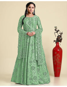 Pista Embroidered Net Gown