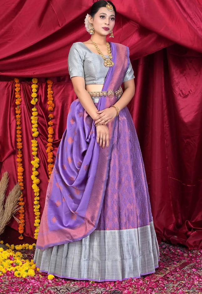 Purple Banarasi Pattu Lehenga Choli With Zari Work