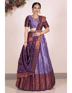 Purple Banarasi Silk Half Saree Lehenga For Women