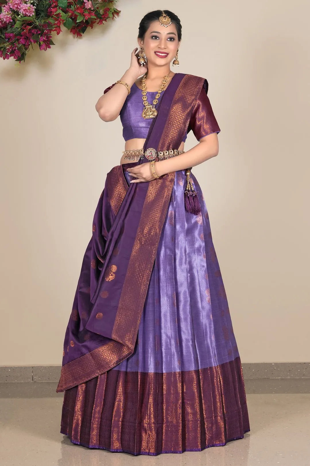 Purple Banarasi Silk Lehenga Choli For Women