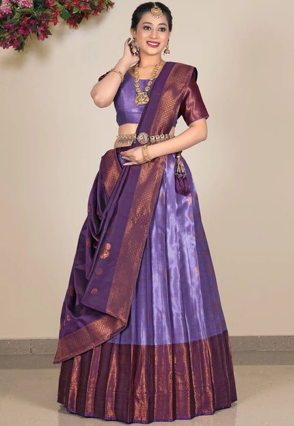 Purple Banarasi Silk Lehenga Choli For Women