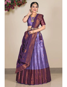 Purple Banarasi Silk Lehenga Choli For Women