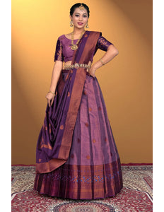 Purple Banarasi Silk Lehenga Design For Women