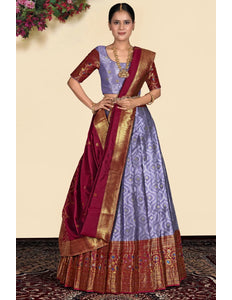 Purple Banarasi Silk Lehenga With Blouse Design