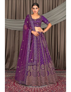 Purple Designer Net Lehenga Choli For Women