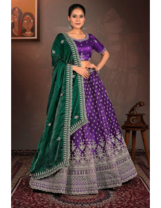 Purple Designer Net Lehenga With Heavy Work