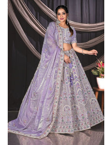 Purple Embroidered Jimmy Chew Lehenga Choli For Weddings