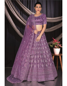 Purple Exclusive Net Lehenga Choli With Embroidered Work