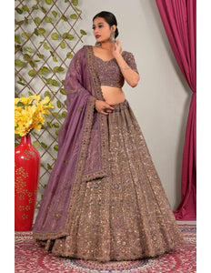 Purple Latest Embroidery Net Lehenga Choli For Women