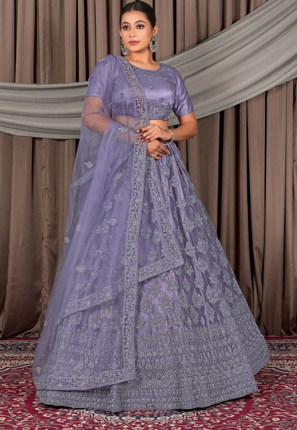 Purple Latest Net Lehenga Choli For Women
