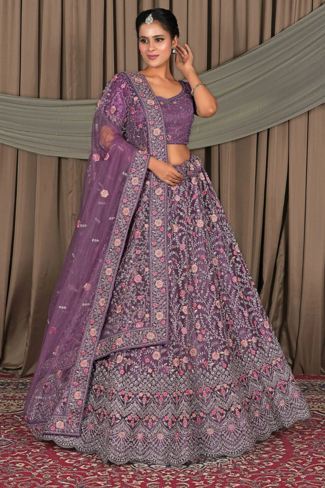 Purple Latest Party Wear Net Lehenga Choli