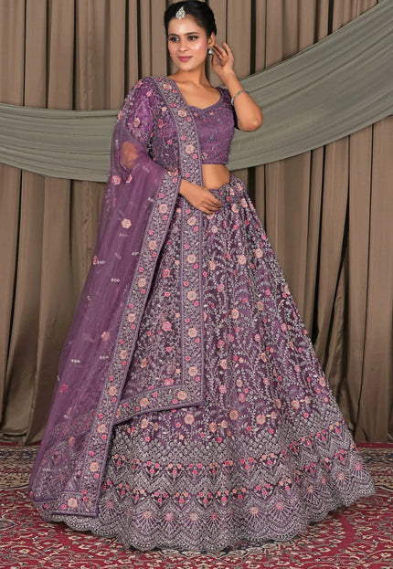 Purple Latest Party Wear Net Lehenga Choli