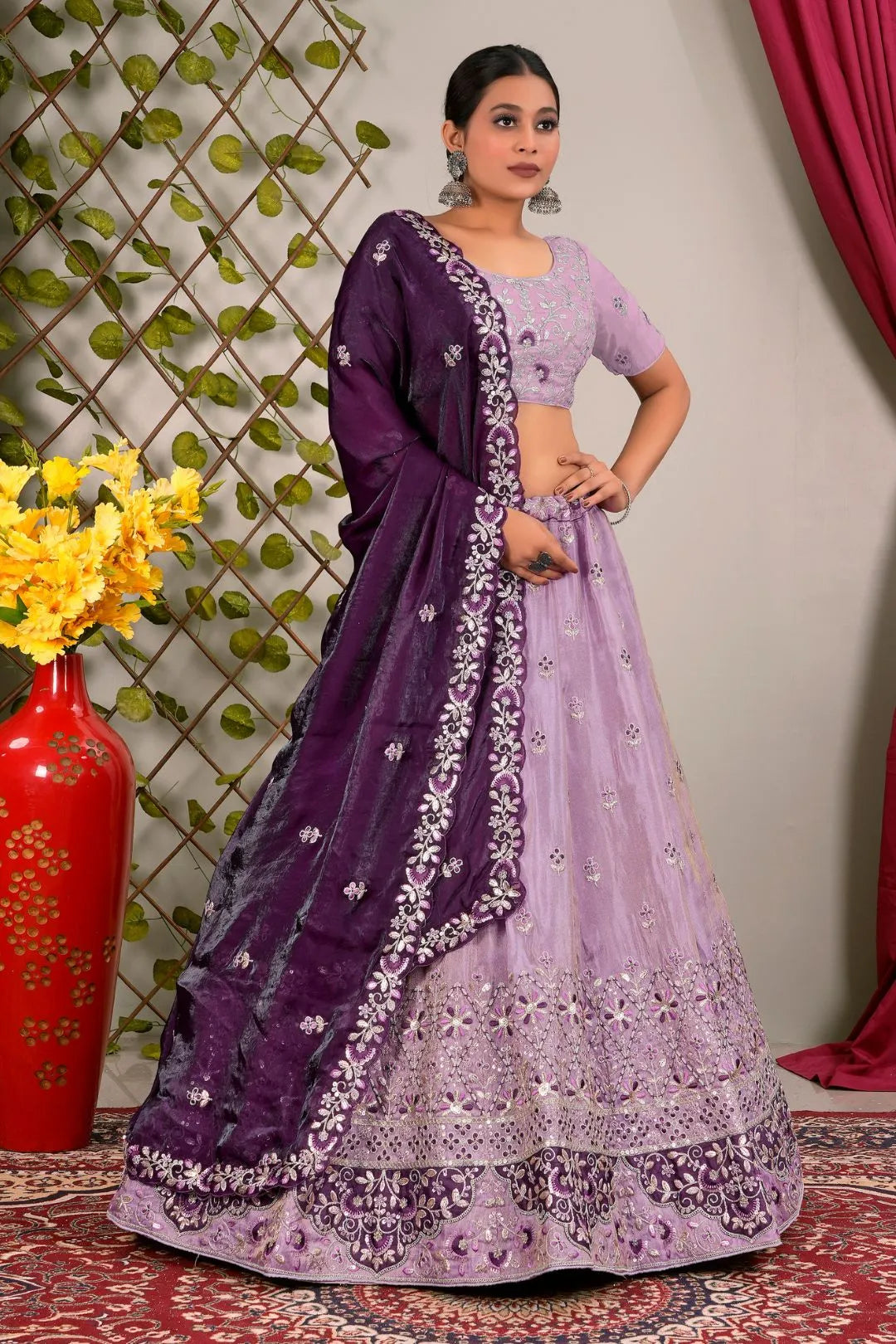 Purple Party Wear Viscose Lehenga Choli For Girls