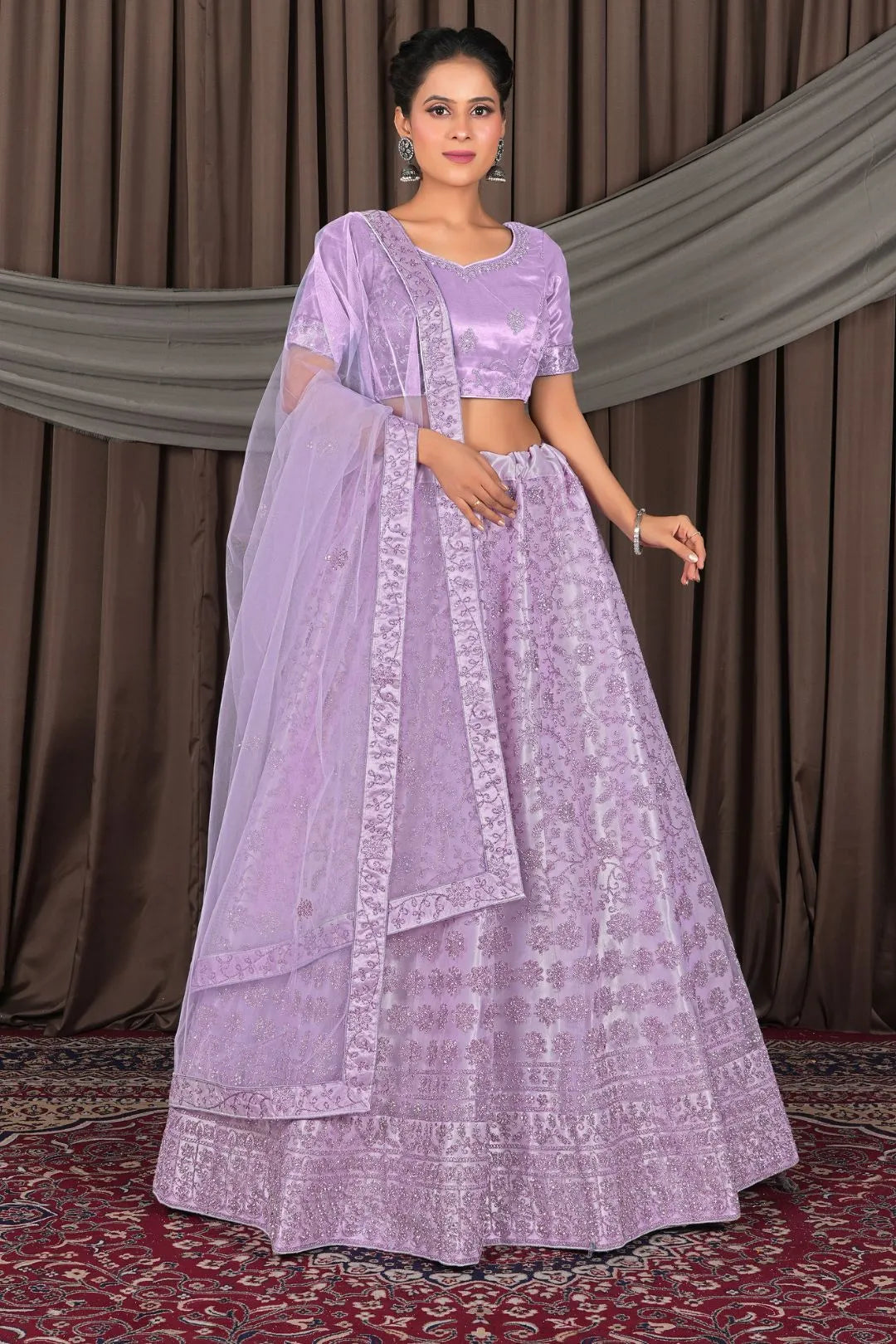 Purple Party wear Heavy designer Net Lehenga Choli