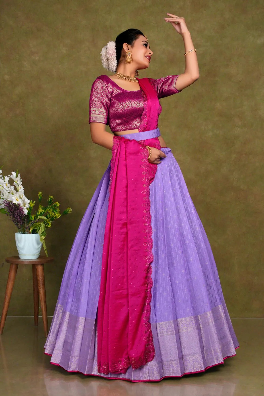 Purple Stylish Lehenga Choli With Zari Woven For Women