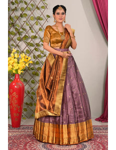 Purple Tissue Silk Pattu Lehenga Choli For Women