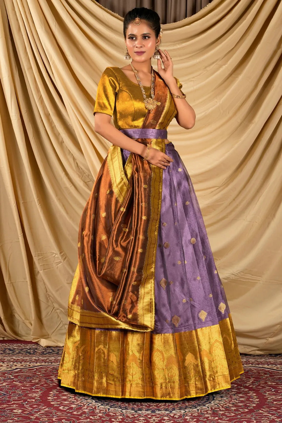 Purple Tissue Silk Traditional Lehenga Choli for Women