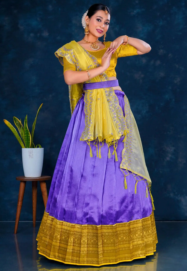 Purple Tissue Silk Designer Lehenga Choli For Women