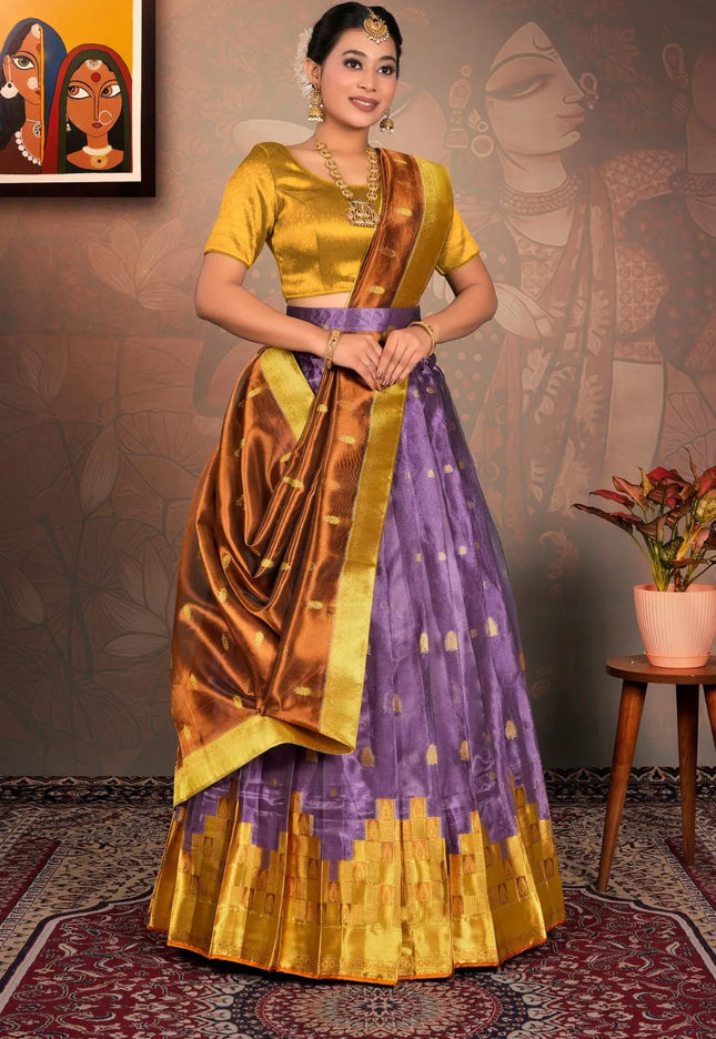 Purple Tissue Silk Traditional Lehenga Choli for Women