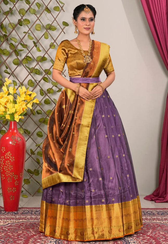 Purple Tissue Silk Pattu Lehenga Choli For Women