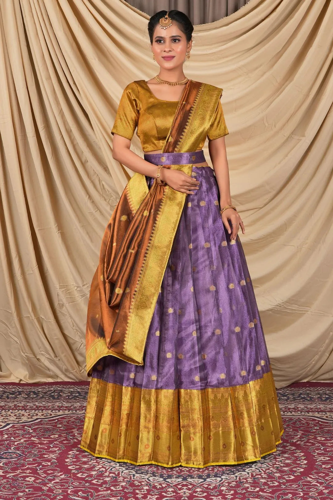 Purple Tissue Silk Pattu Lehenga Choli For Women