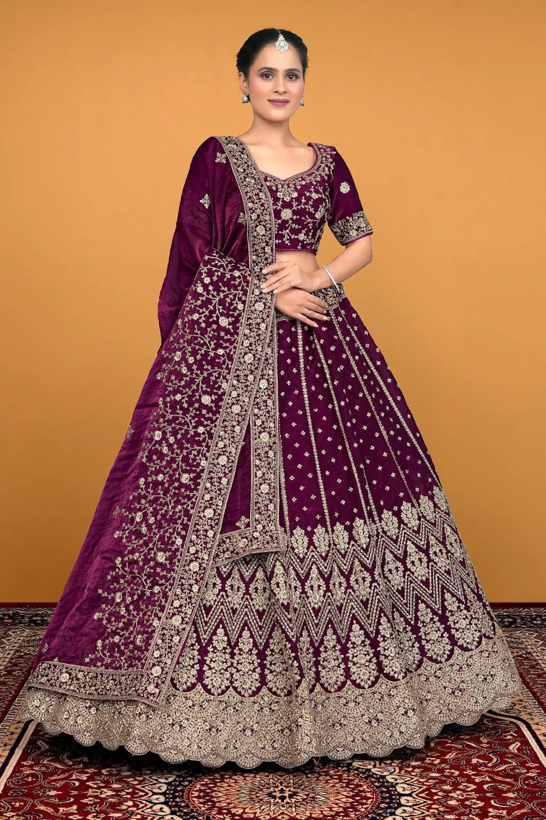 Purple Traditional Fendy Silk Embroidered Lehenga Choli