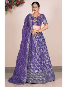 Purple Viscose Fabric Half Saree For Women