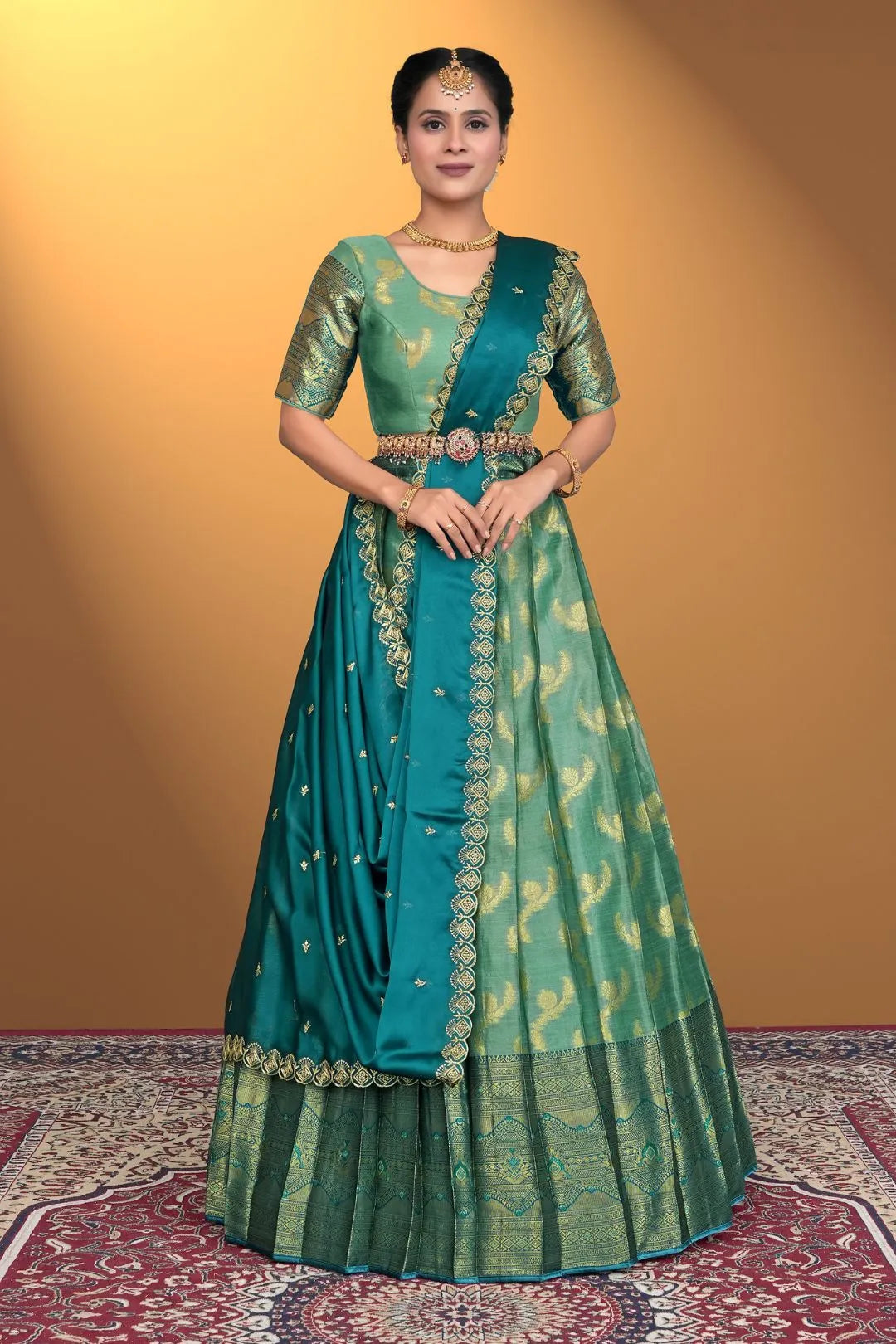 Rama Banarasi Silk Lehenga Design For Women
