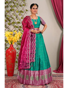 Rama Jacquard Silk Lehenga Choli for Women