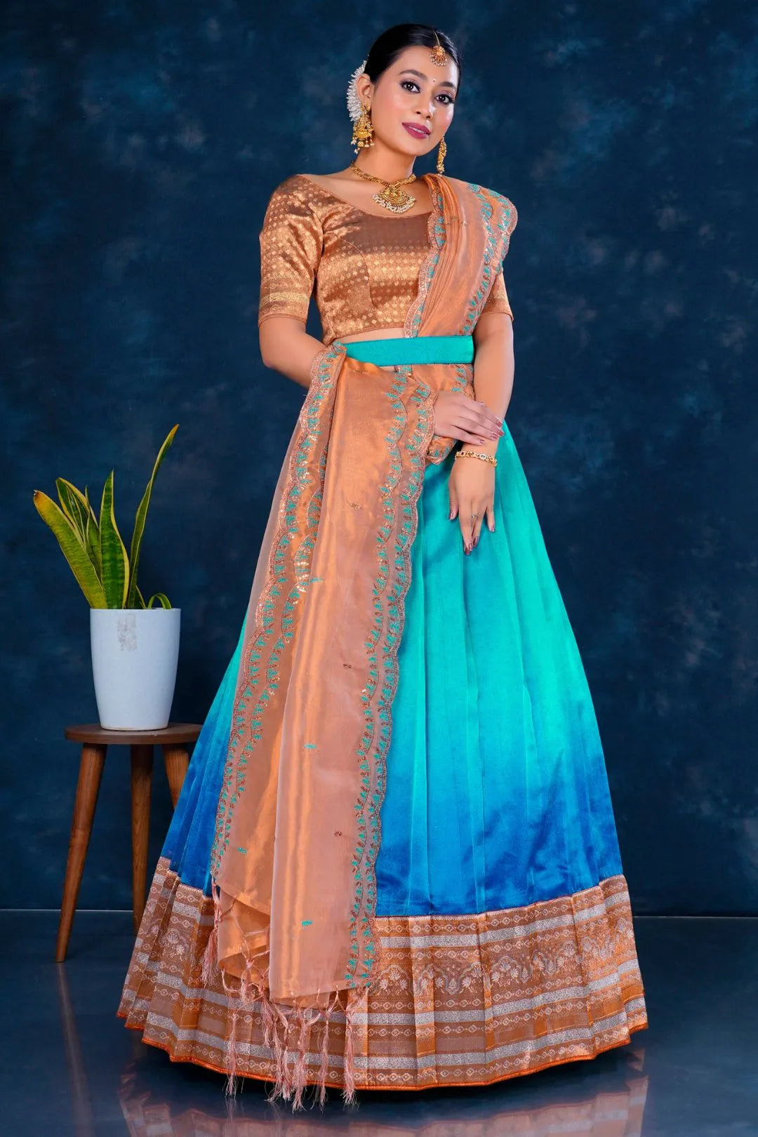 Rama Tissue Silk Designer Lehenga Choli For Women