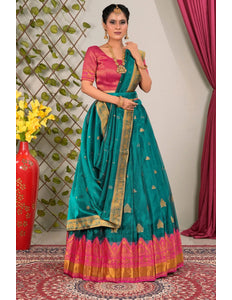 Rama Tissue Silk Lehenga Choli with Dupatta For Women