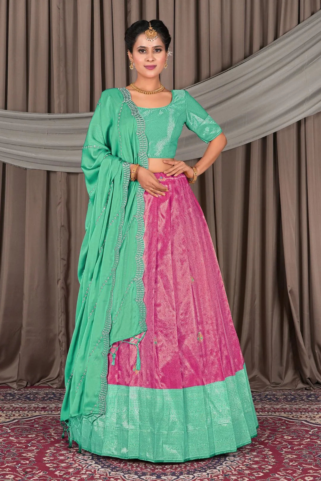 Rani Banarasi Silk Lehenga Choli In Festival