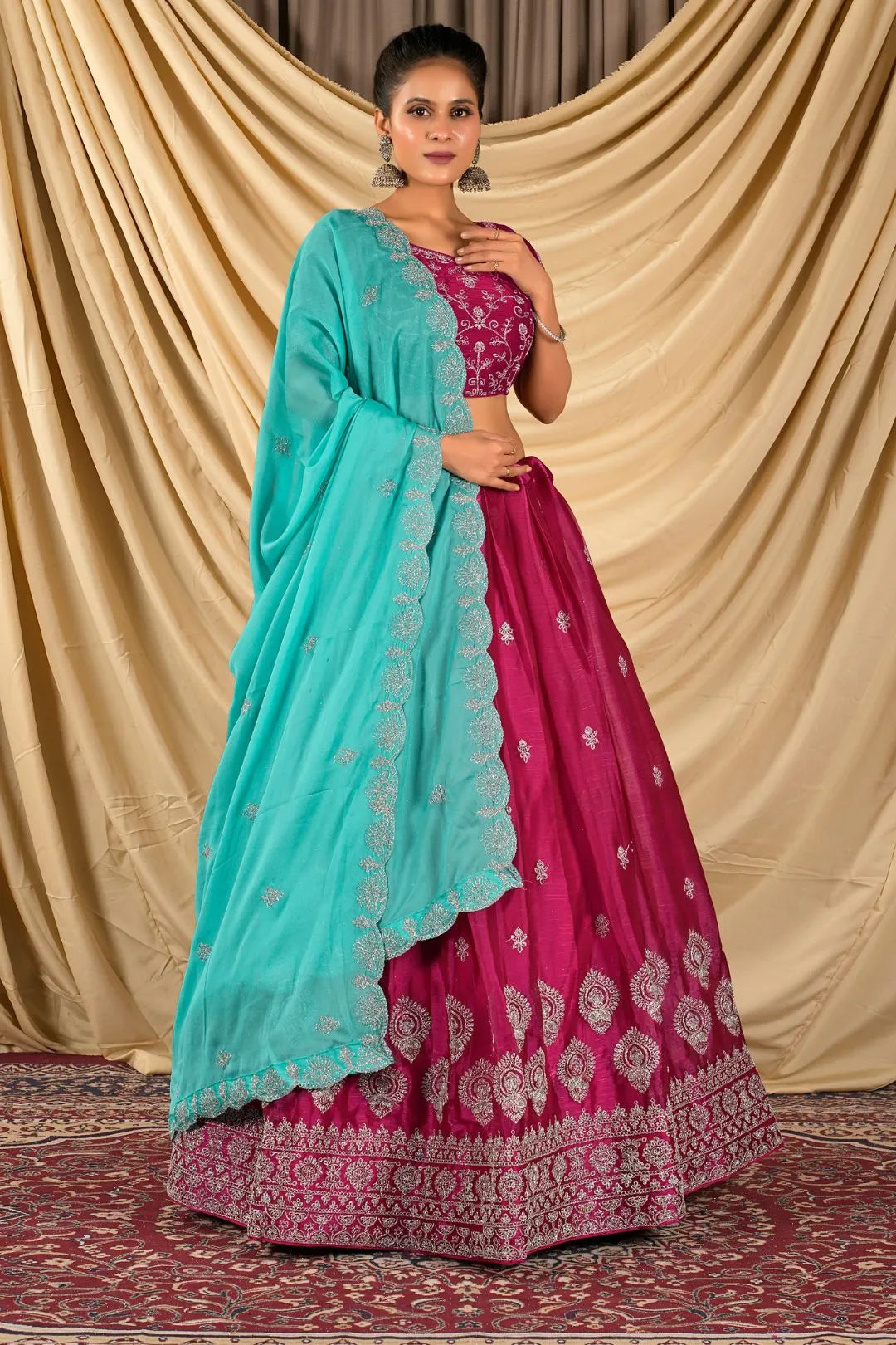 Rani Barbery Silk Lehenga Choli With Rangoli Dupatta
