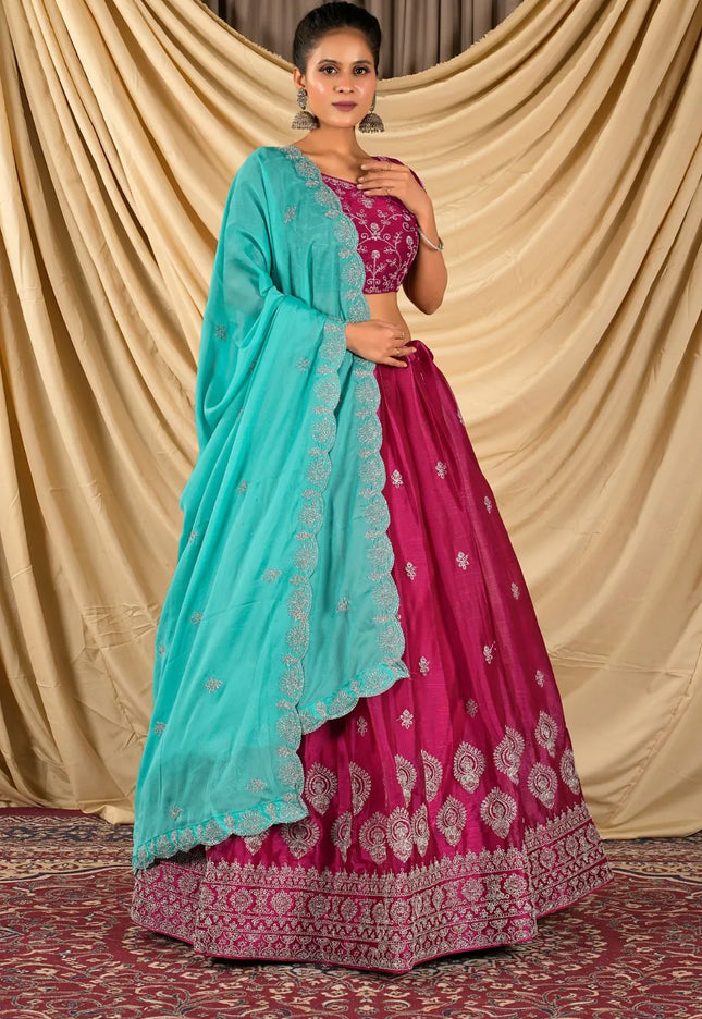 Rani Barbery Silk Lehenga Choli With Rangoli Dupatta