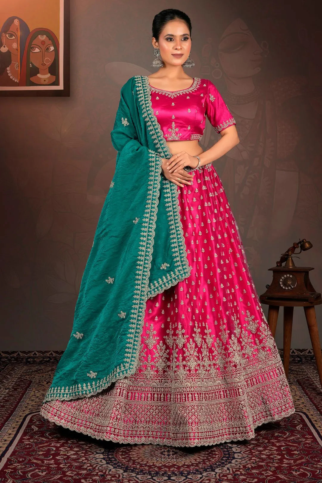 Rani Designer Net Lehenga With Heavy Work
